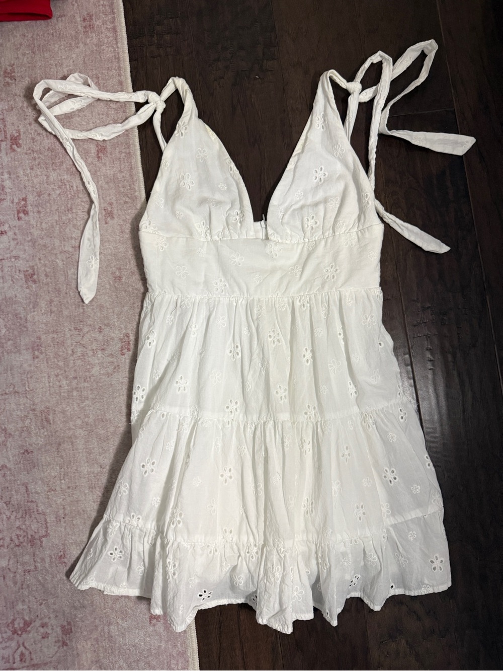 Princess Polly Size 6 White Eyelet Tie-Strap Sundress